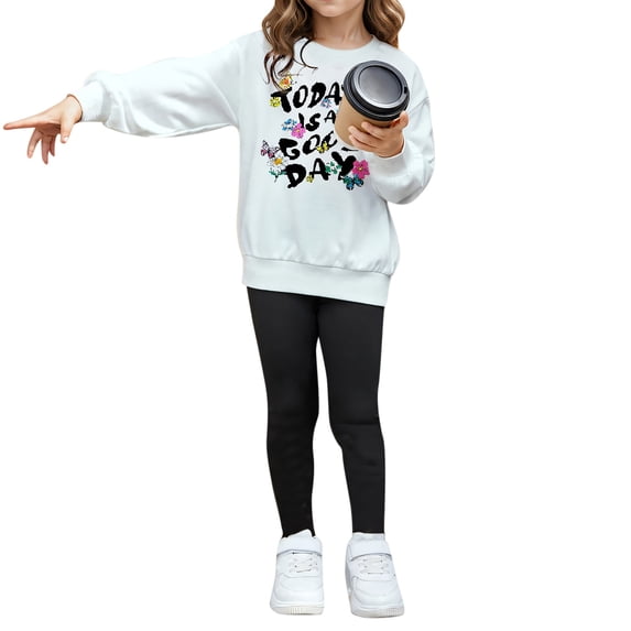 Tiijoy Big Girls Outfits Casual Crew Neck Sweatshirt Pants Set, 2-Piece, Sizes 9-10