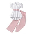 thumbnail image 1 of Tiijoy Big Girls Outfits Elegant Summer Lace Short Sleeve Shirt Pants Set, Sizes 9-10, 1 of 8