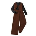 thumbnail image 1 of Tiijoy Big Girls Outfits Long Sleeve Ribbed Top Vest Wide Leg Pants 3Pcs Set, Sizes 7-8, 1 of 8