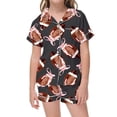 thumbnail image 1 of Tiijoy Big Girls Pajamas Football Print Short Sleeve Button Down Top Shorts Sleepwear, 1 of 3