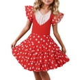 thumbnail image 1 of Tiijoy Big Girls Polka Dots Fringe Layered Dress Flutter Sleeve Dance Dress, Sizes 10-11, 1 of 4