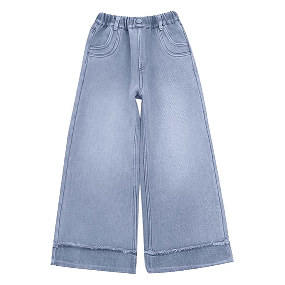 Tiijoy Big Girls Pull On Straight Leg Baggy Jeans Fashion Loose High Rise Demin Pants