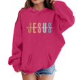 thumbnail image 1 of Tiijoy Big Girls Pullover Hoodie Jesus Letter Print Hooded Sweatshirt, Sizes 11-12, 1 of 3