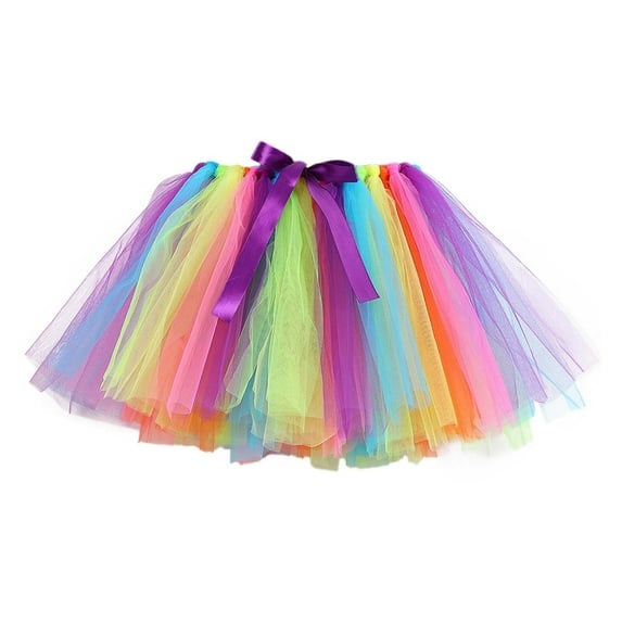 Tiijoy Big Girls Rainbow Colorful Tutu Skirt Princess Party Tulle Skirt, Sizes 8-10
