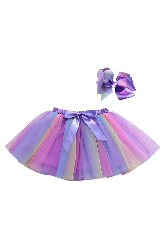 Big Girls Rainbow Tulle Tutu Skirt Ballet Party Dance Layered Skirt, Sizes 9-11