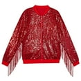 thumbnail image 1 of Tiijoy Big Girls Sequin Fringe Jacket Shiny Zip Up Bomber Jacket Coat, Sizes 12-14, 1 of 2