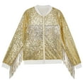 thumbnail image 1 of Tiijoy Big Girls Sequin Fringe Jacket Shiny Zip Up Bomber Jacket Coat, Sizes 8-10, 1 of 2