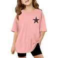 thumbnail image 1 of Tiijoy Big Girls Short Sleeve T Shirt Star Print Loose Fit Tshirt Kids Tee, Sizes 8-9, 1 of 5
