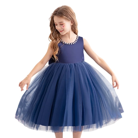 Tiijoy Big Girls Sleeveless Mesh Party Dress Wedding Pageant Evening Gown, Sizes 7-8