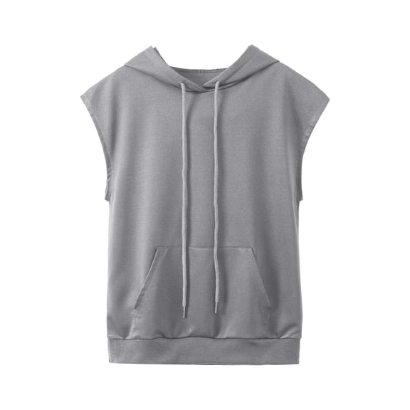 Tiijoy Big Girls' Solid Hooded Drawstring Tank Top Sleeveless Pocket Active Hoodie