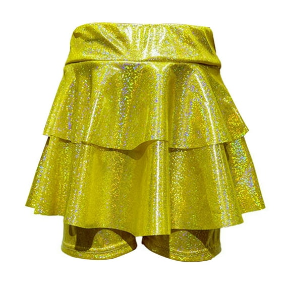 Tiijoy Big Girls Sparkly Sequin Metallic Skirt Dance Performance Layered Skort, Sizes 8-9