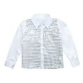 thumbnail image 1 of Tiijoy Big Girls Sparkly Sequins Jazz Dance Shirt Solid Long Sleeve Button Down Shirt, 1 of 6