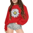 thumbnail image 1 of Tiijoy Big Girls Sweatshirt Sunflower Print Crew Neck Pullover Sweatshirt, Sizes 9-10, 1 of 3