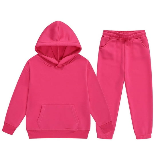 Tiijoy Big Girls Sweatsuit Solid Color Pullover Hoodie Sweatpants Comfy Casual Outfits