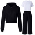 thumbnail image 1 of Tiijoy Big Girls Tracksuit Solid Color Zip Up Hoodie Tee Sweatpants 3Pc Outfits, Sizes 9-10, 1 of 4