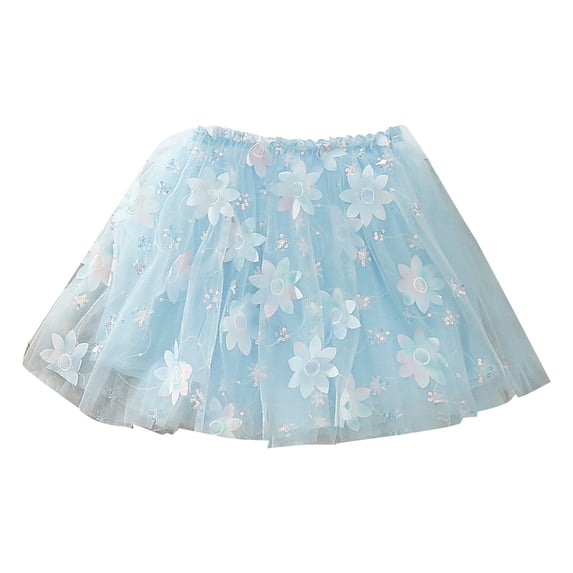Tiijoy Big Girls Tutu Skirt Flower Embroidery Princess Layered Tulle Skirt, Sizes 9-10