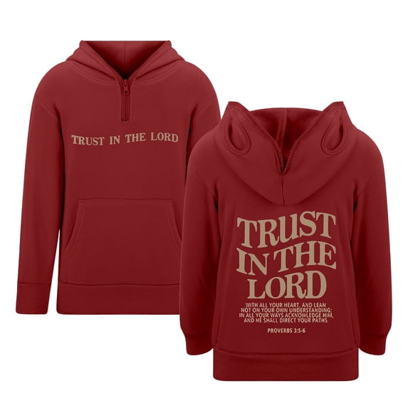 Tiijoy Big Girls Zipper Eyelets Hoodie Letter Print Soft Hooded Sweatshirt, Sizes 7-8