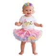 thumbnail image 1 of Tiijoy Birthday Party Outfits for Baby Girls Short Sleeve Romper Tutu Skirt Headband 3Pcs Set, Sizes 0-24 Months, 1 of 4