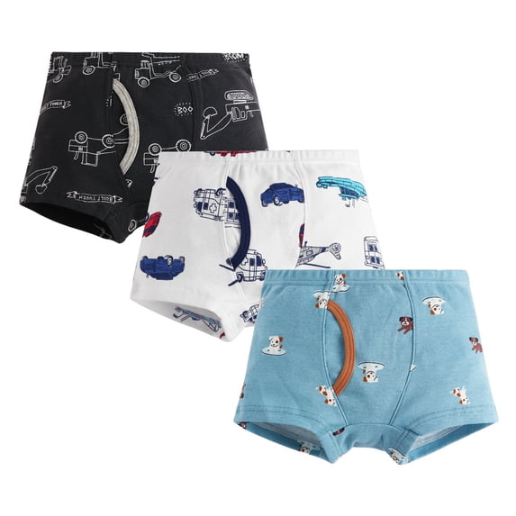 Tiijoy Boy's Cotton Boxer Briefs Cartoon Print Soft Underwear Shorts, 3 Pack, Sizes 6-7
