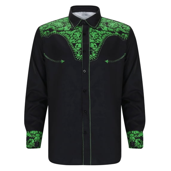 Tiijoy Boy's Long Sleeve Cowboy Shirt Vintage Western Cowboy Button Down Shirt, Sizes 4-13