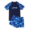 thumbnail image 1 of Tiijoy Boys 2-Piece Swimsuit Quick Dry Short Sleeve Rash Guard Swim Shorts Bathing Suit, Sizes 6-7, 1 of 8