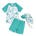 thumbnail image 1 of Tiijoy Boys 3-Piece Swimsuit UPF50+ Short Sleeve Rash Guard Swim Trunks Hat, Sizes 6M-4T, 1 of 5