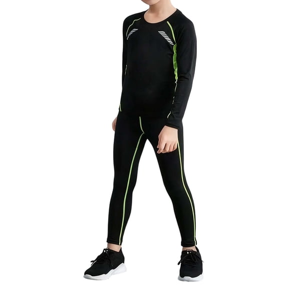 Tiijoy Boys Athletic Compression Shirt Pants Outfits Quick-Dry Workout Tracksuit, Sizes 3-12