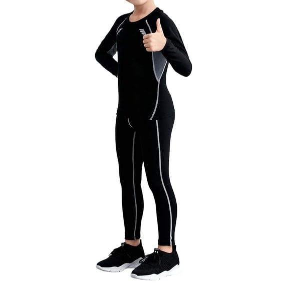 Tiijoy Boys Athletic Compression Shirt Pants Outfits Quick-Dry Workout Tracksuit, Sizes 3-12