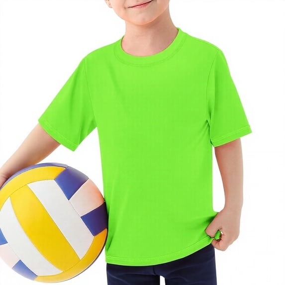 Tiijoy Boys Beach Rash Guard Solid Casual Quick Dry Short Sleeve T-Shirt Tee, Sizes 5-6