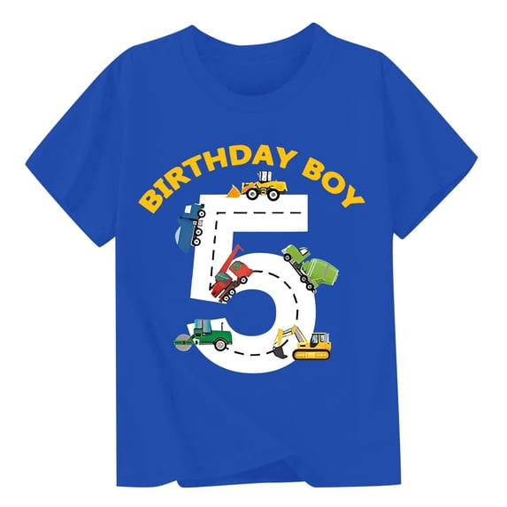 Tiijoy Boys Birthday Short Sleeved T Shirt Letter Print Crew Neck Tshirt Kids Top, Sizes 5
