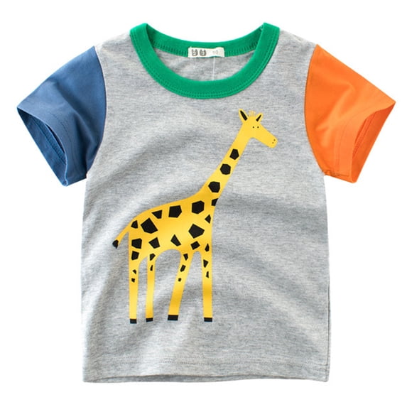 Tiijoy Boys Cartoon Crewneck Tee Animal Print Cotton Short Sleeve T-Shirt, Sizes 1-7