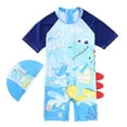 thumbnail image 1 of Tiijoy Boys Cartoon Cute Rash Guard Swimsuit Bathing Suit with Swim Cap, Sizes 12M-5T, 1 of 2