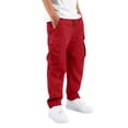 thumbnail image 1 of Tiijoy Boys Casual Cargo Pants Kids Relaxed Straight Leg Outdoor Pants, Red, Size 5-16, 1 of 4
