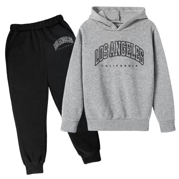 Tiijoy Boys Casual Sweatsuit Los Angeles Print Hoodie Jogger Pants Set, Size 3-13