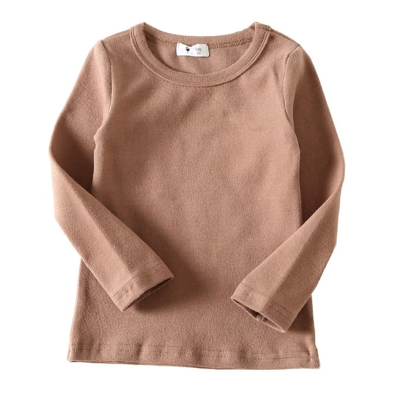 Tiijoy Boys Cotton Long Sleeve T Shirt Solid Basic Soft Crew Neck T-Shirt, Sizes 1-12