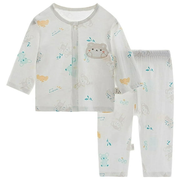 Tiijoy Boys Cotton Pajamas Cute Cartoon Breathable Long Sleeve Sleepwear Set, Sizes 9-12M