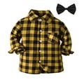 thumbnail image 1 of Tiijoy Boys Cotton Plaid Shirt Button Down Long Sleeve Shirt with Tie, Yellow, Sizes 6M-6Y, 1 of 3
