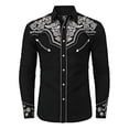 thumbnail image 1 of Tiijoy Boys Cowboy Shirt Vintage Embroidery Long Sleeve Button Down Shirt Top, Sizes 4-13, 1 of 3