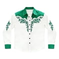 thumbnail image 1 of Tiijoy Boys Cowboy Western Shirt Long Sleeve Button-Down Shirt Top, Green, Sizes 4-13, 1 of 3