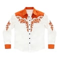thumbnail image 1 of Tiijoy Boys Cowboy Western Shirt Long Sleeve Button-Down Shirt Top, Orange, Sizes 4-13, 1 of 3