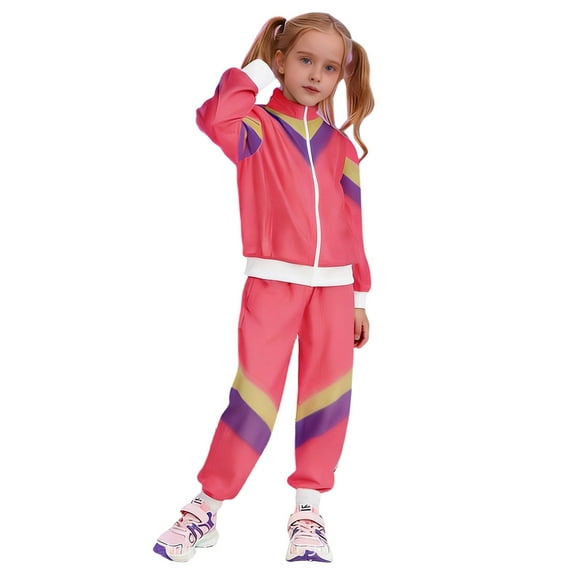 Tiijoy Boys Disco Tracksuit Zip Up Hip Hop Dance Jacket Pants Athletic Outfits, Sizes 8-9