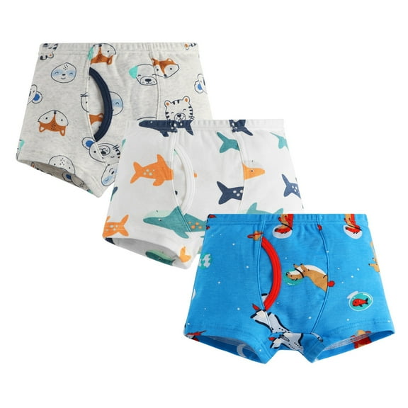 Tiijoy Boys Eversoft Cotton Boxer Briefs Cartoon Print Soft Underwear, 3 Pack, Sizes 3-4