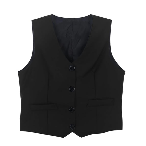 Tiijoy Boys Formal Vest Wedding Party Button-Down V Neck Sleeveless Waistcoat, Black, Sizes 4-14