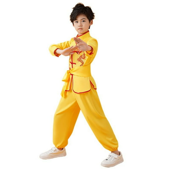 Tiijoy Boys Girls Chinese Training Uniform Traditional Arts Wing Chun Outfits, Sizes 13-14