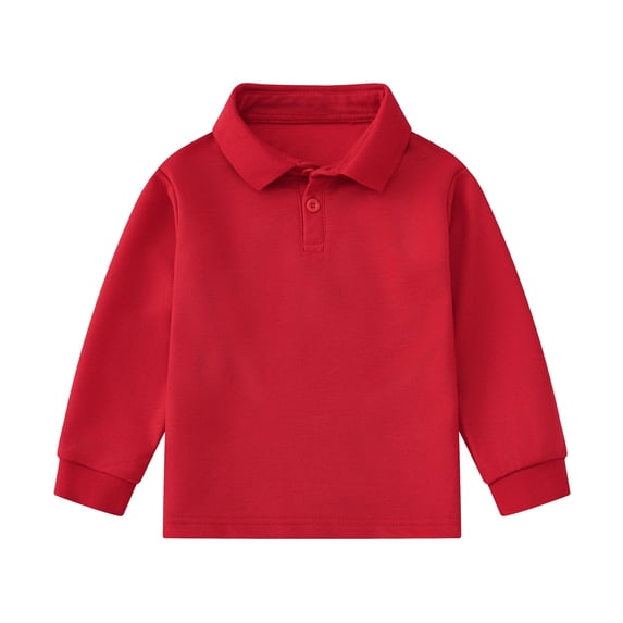 Tiijoy Boys Girls Long Sleeve Polo Shirt Casual Solid Turn Down Collar Shirt, Sizes 2-3