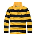 thumbnail image 1 of Tiijoy Boys Girls Long Sleeve Polo Shirt Casual Striped Button Collared Shirt, Sizes 3-14, 1 of 2