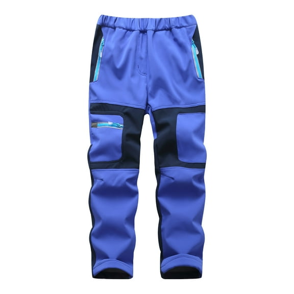 Tiijoy Boys Girls Patchwork Ski Pants Thicken Warm Regular Fit Snow Trousers, Sizes 7-8