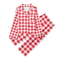 thumbnail image 1 of Tiijoy Boys Girls Plaid Pajamas Button Down Long Sleeve Top and Pants Sleepwear Set, Sizes 5-6, 1 of 3