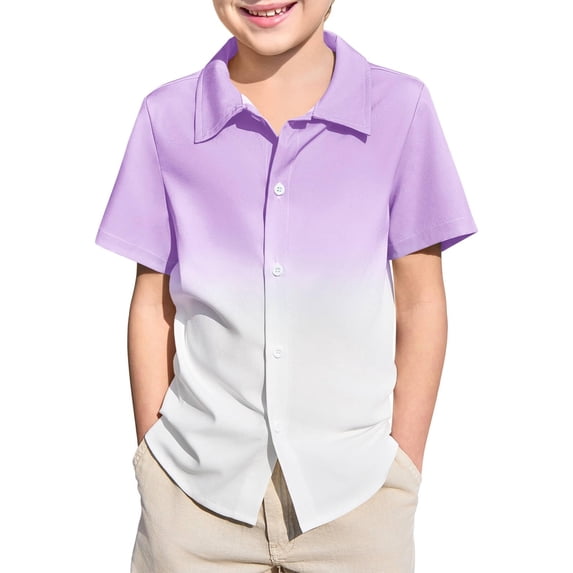 Tiijoy Boys Gradient Short Sleeve Button Down Shirt Kids Summer Casual Shirt, Sizes 5-14