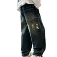 thumbnail image 1 of Tiijoy Little Boys Stylish Graphic Straight Jeans Loose Fit Pull On Denim Pants, Sizes 6-7, 1 of 7